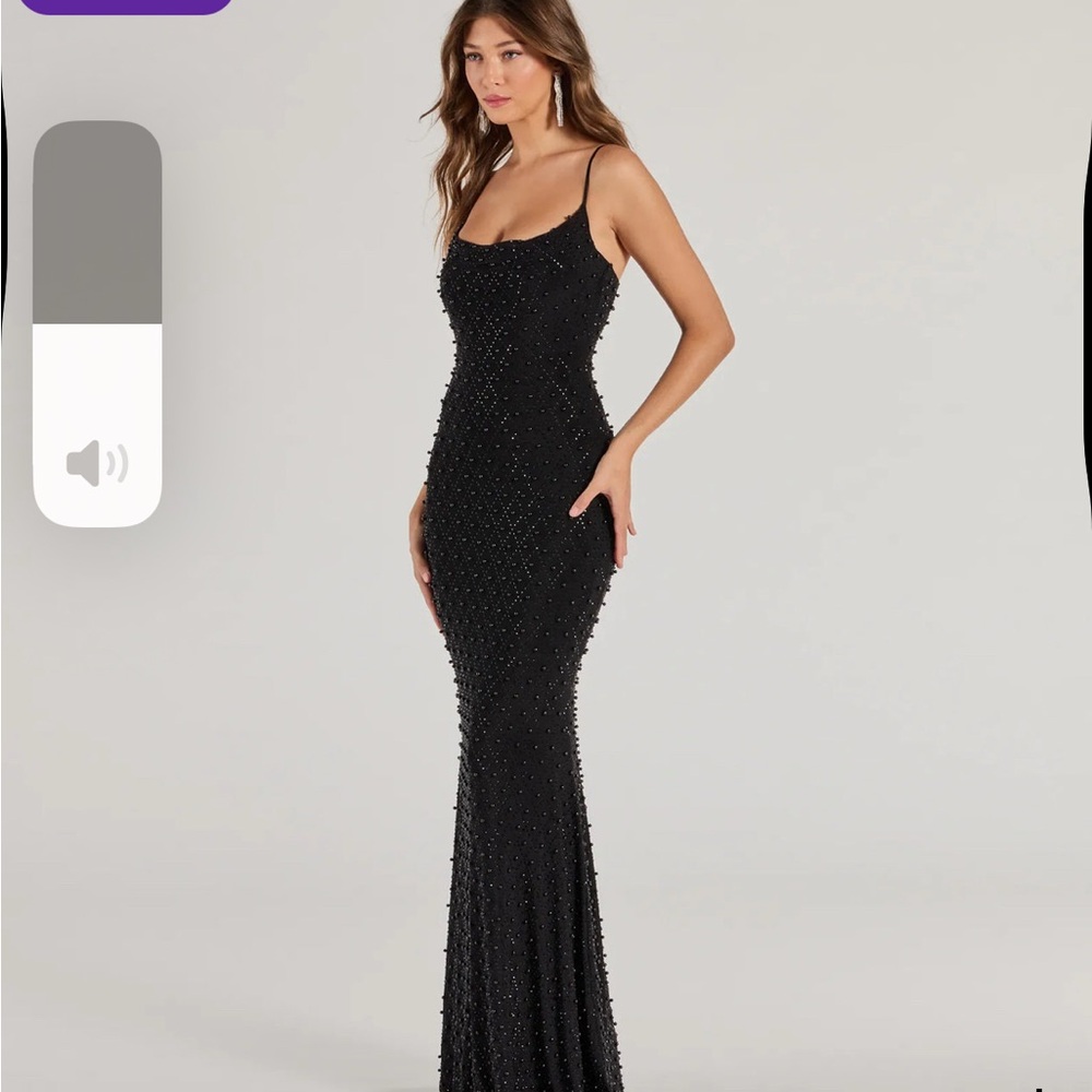 Windsor Elliot Elegant Black Beaded Mermaid Evening Gown Large - Picture 5 of 9
